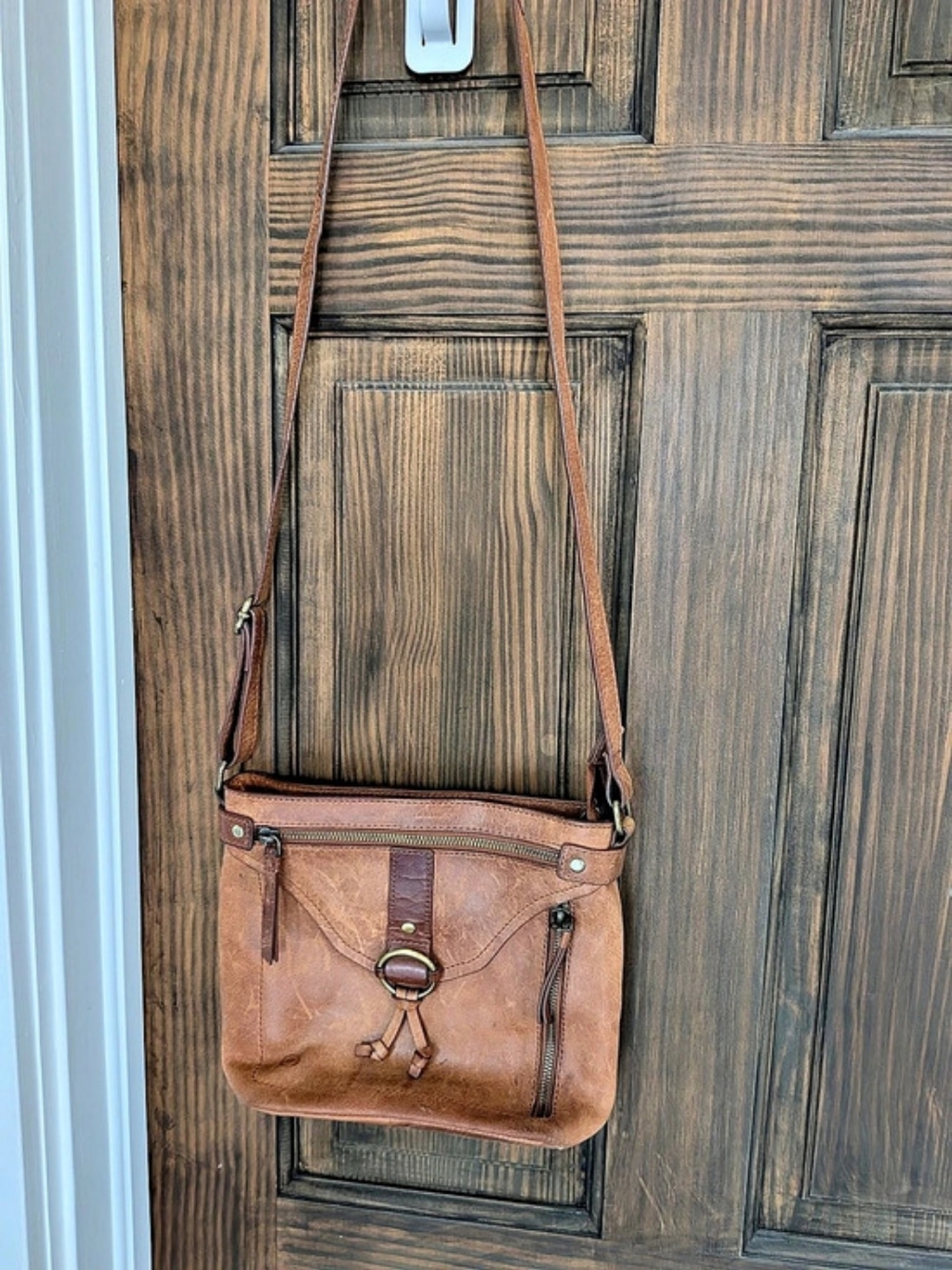 Born Leather-Look Brown Crossbody Bag